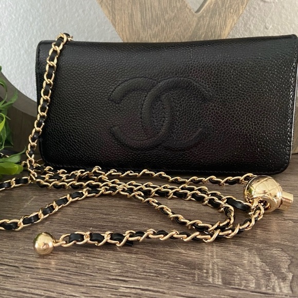 🖤🔱 Chanel Zippy Pearl Crush Wallet Chain Crossbody Adjustable Chain Style - Picture 11 of 11